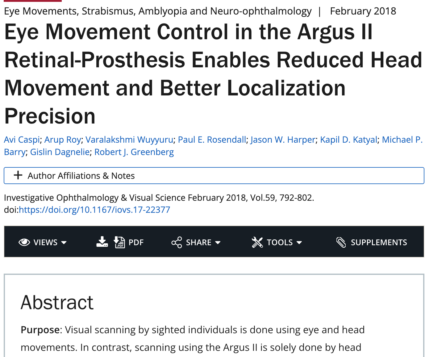 Eye movement control in the Argus II retinal-prosthesis enables reduced head movement and better localization precision