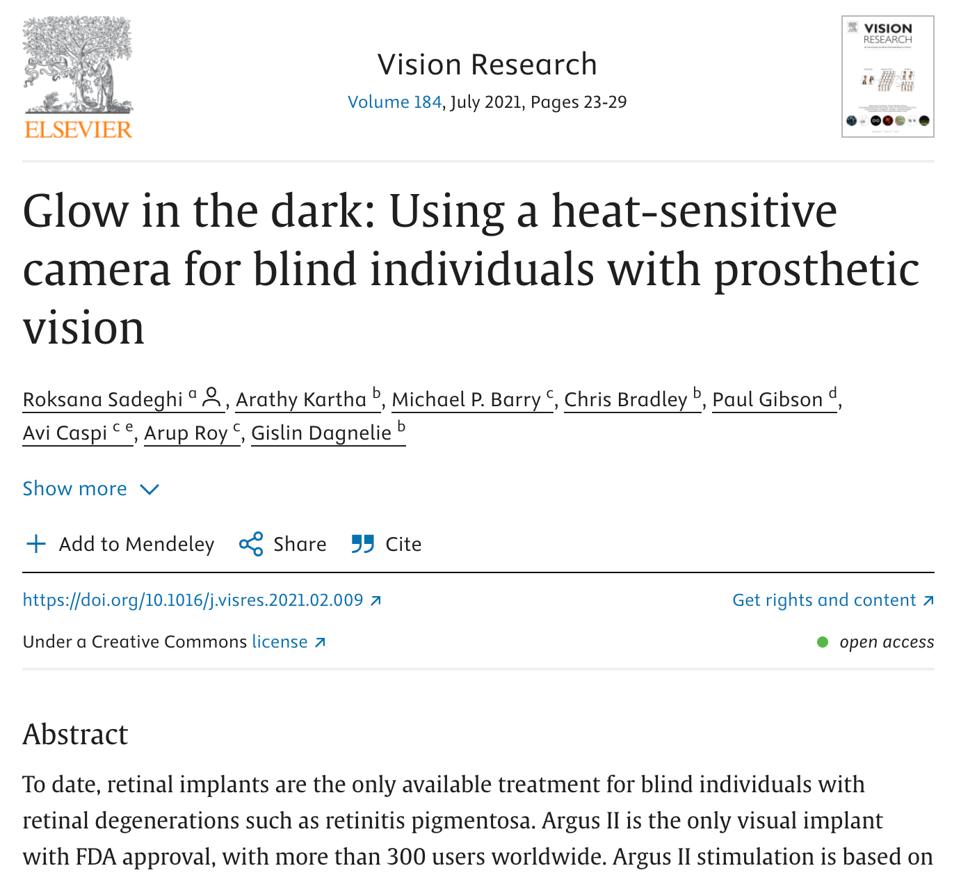 Glow in the dark. Using a heat-sensitive camera for blind individuals with prosthetic vision